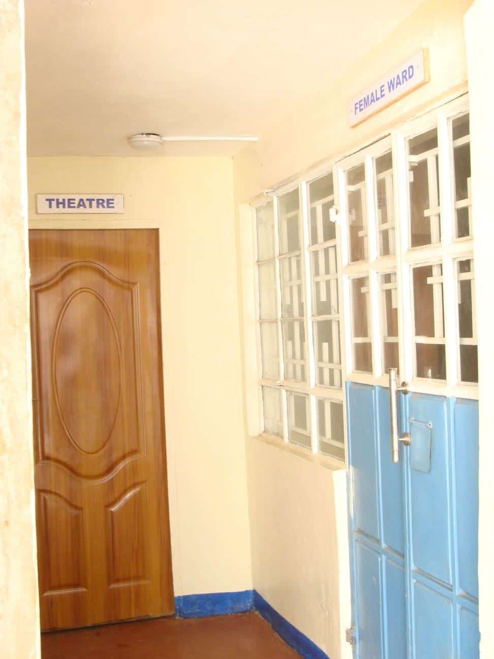 The theatre corridor, next to the female ward at SR. Christenem Memorial Hospital